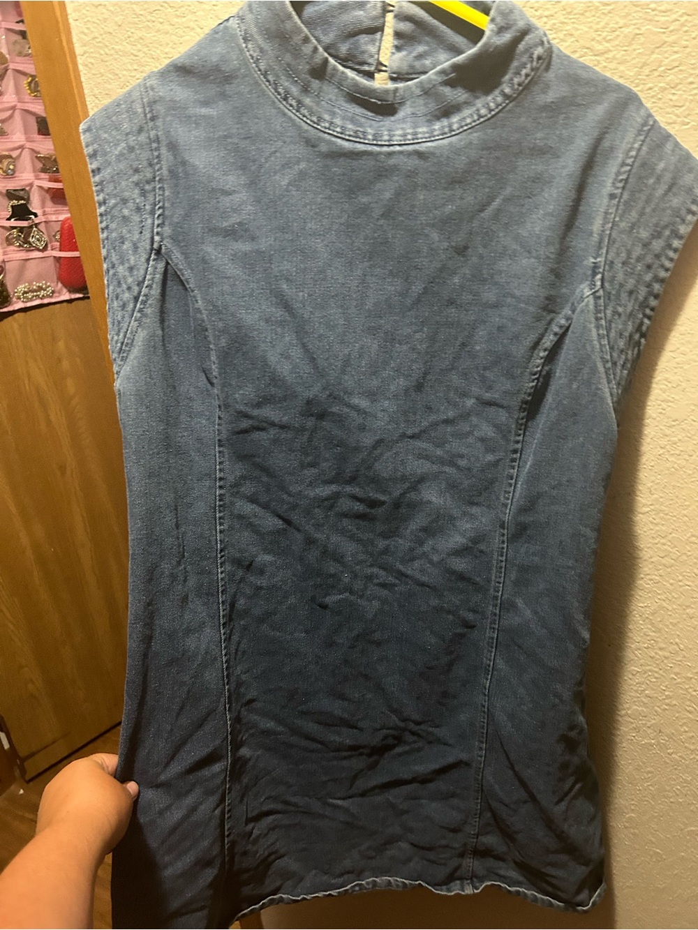 Sleeveless Denim Midi Dress in Washed Blue